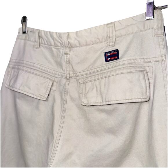 Vintage Y2K Bugle Boy Cargo Pants 30x30 Khaki Camo Wide Leg Patches Zip Pocket - Picture 4 of 12